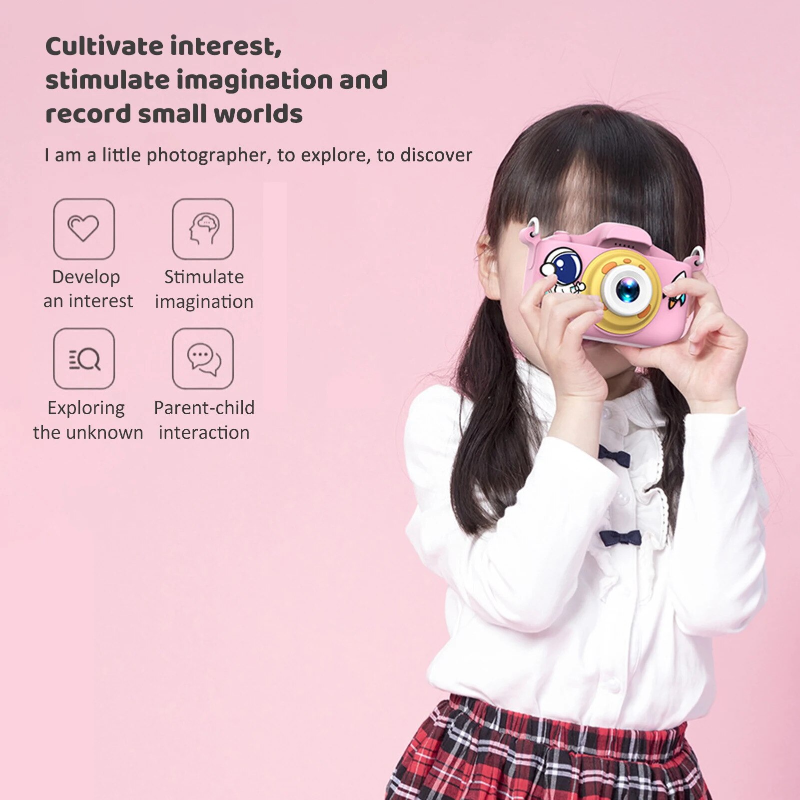 Camera digitala pentru copii, STELS, Q80s, Foto si video, Roz - eMAG.ro