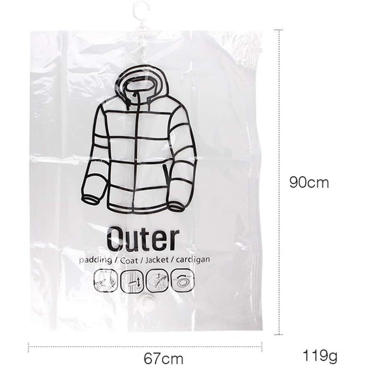 Punga de vidat haine, Home & Marker, set 4 buc, transparent, 67x90cm