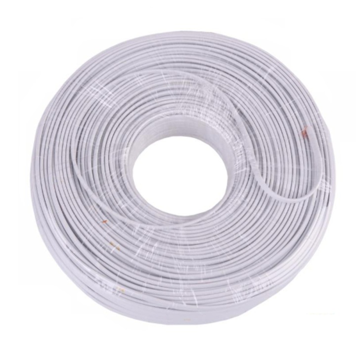 Cablu telefon 4 fire plat OL cu THB, rola 100m, alb