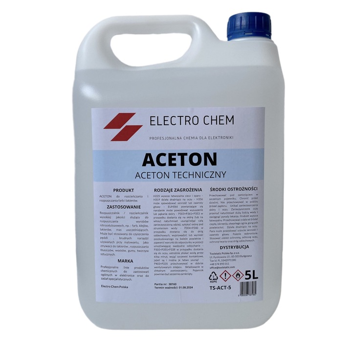 Műszaki folyékony aceton, 5L, átlátszó