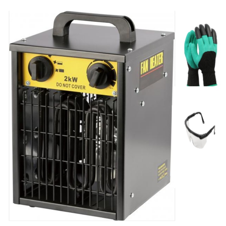 Aeroterma electrice Intensiv, 2kw, 230V, aer 186 m³/h, Negru, 2 accesorii