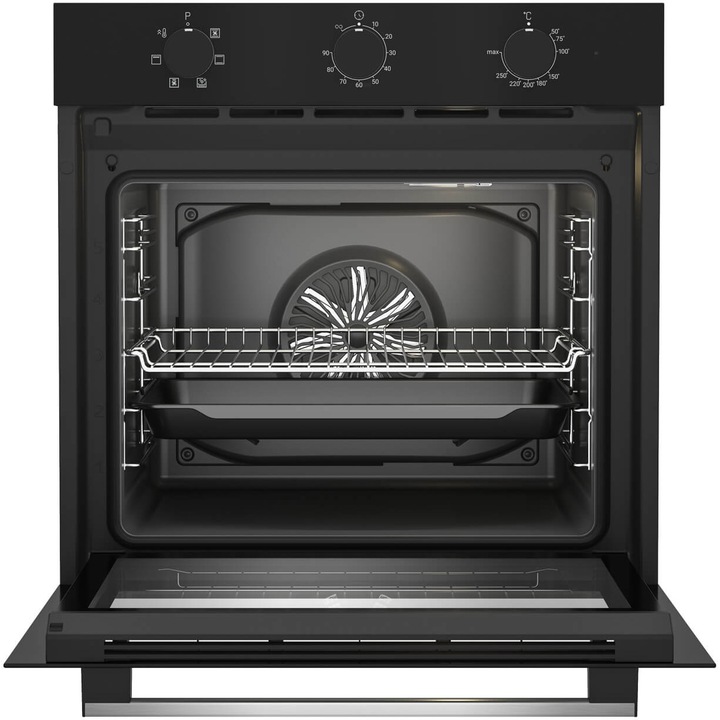 Pachet Cuptor incorporabil Arctic ARSE11130BD, 71 l, Electric, 6 functii, AquaDropClean, Grill, Timer, Clasa A + Plita incorporabila, Gaz, 4 Arzatoare, Aprindere electrica, Wok, 60 cm, Negru