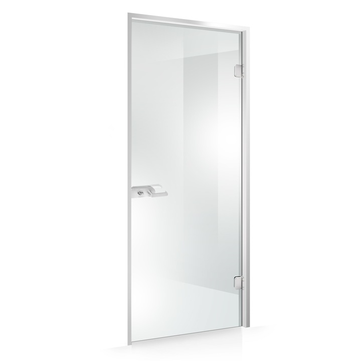 Usa batanta Studio Silver pentru gol 80x198 cm cu toc L pentru interior, sticla 8 mm clara, securizata