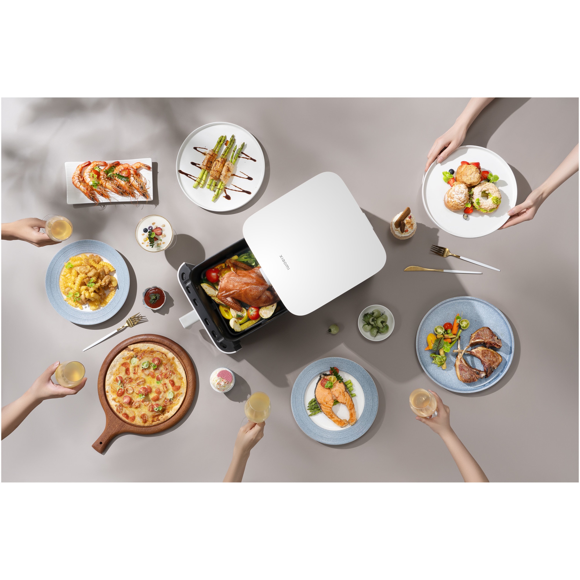 Olajmentes sütő, Xiaomi Smart Air Fryer BHR7357EU, 1800W, 6,5l, 50-60Hz,  220-240V, Xiaomi Home alkalmazás, Állítható hőmérséklet, Fekete 