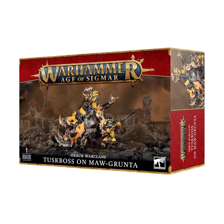 Warhammer Age of Sigmar játék kiegészítő, Tuskboss on Maw-Grunta Orruk Warclans Games Workshop 81 darabos, szürke