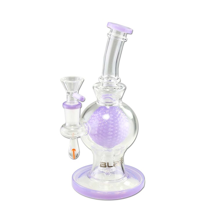 Bong tutun plante Blaze Glass Golf Ball Bubbler Purple, Pipa cu racire fum mai racoros si fin