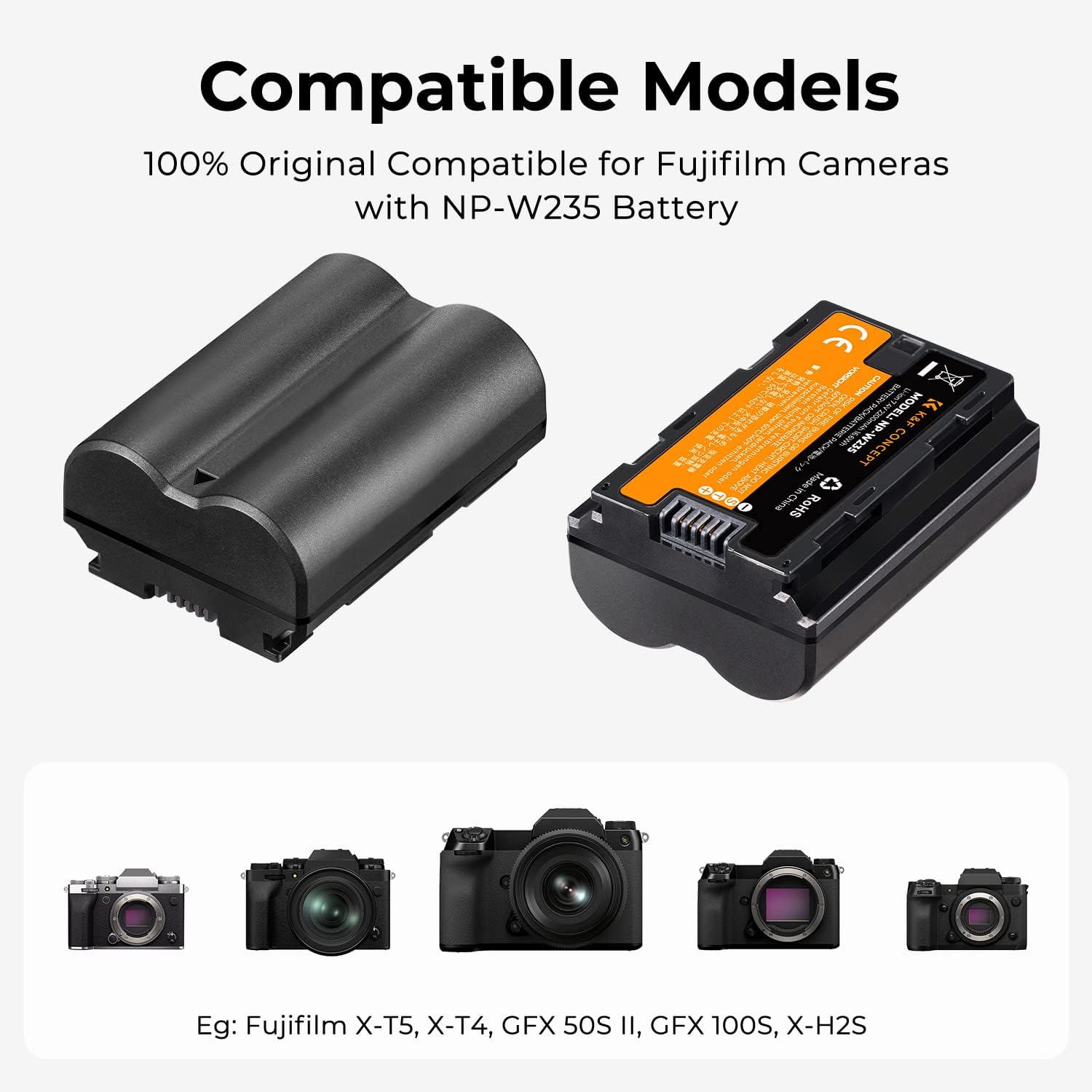 Batteria Li-Ion 2000 MAh O Caricabatterie Doppio USB Per Fujifilm NP-W235, X-T4, X-T5, BC-W235