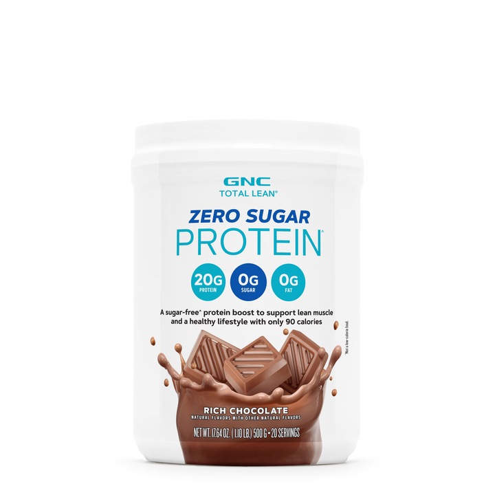 Inlocuitor de masa Proteina fara Zahar cu Aroma de Ciocolata, GNC Total Lean Zero Sugar, 500 g
