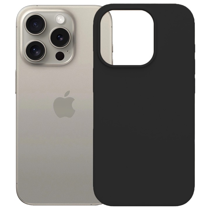 Защитен калъф, кадифена вътрешност, съвместим с Apple iPhone 15 Pro Max, FONIX BloomShield, силикон, повдигнати ръбове, тънък, черен