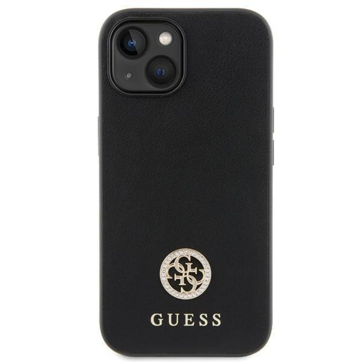 Husa Guess GUHCP15MPS4DGPK compatibila cu iPhone 15 Plus, Strass Metal Logo, Negru