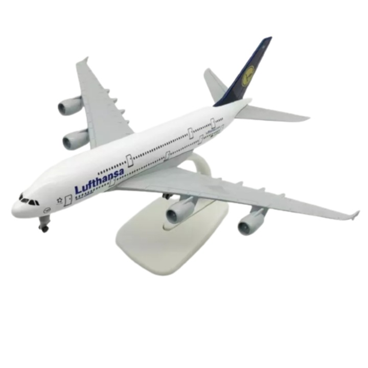 Модел на самолет Airbus A380 на Lufthansa Airlines, метал, 20 см, Мащаб 1:250