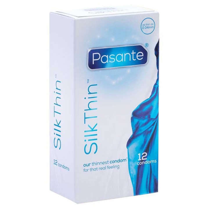 Презервативи Pasante Silk Thin, тънки, 12 броя