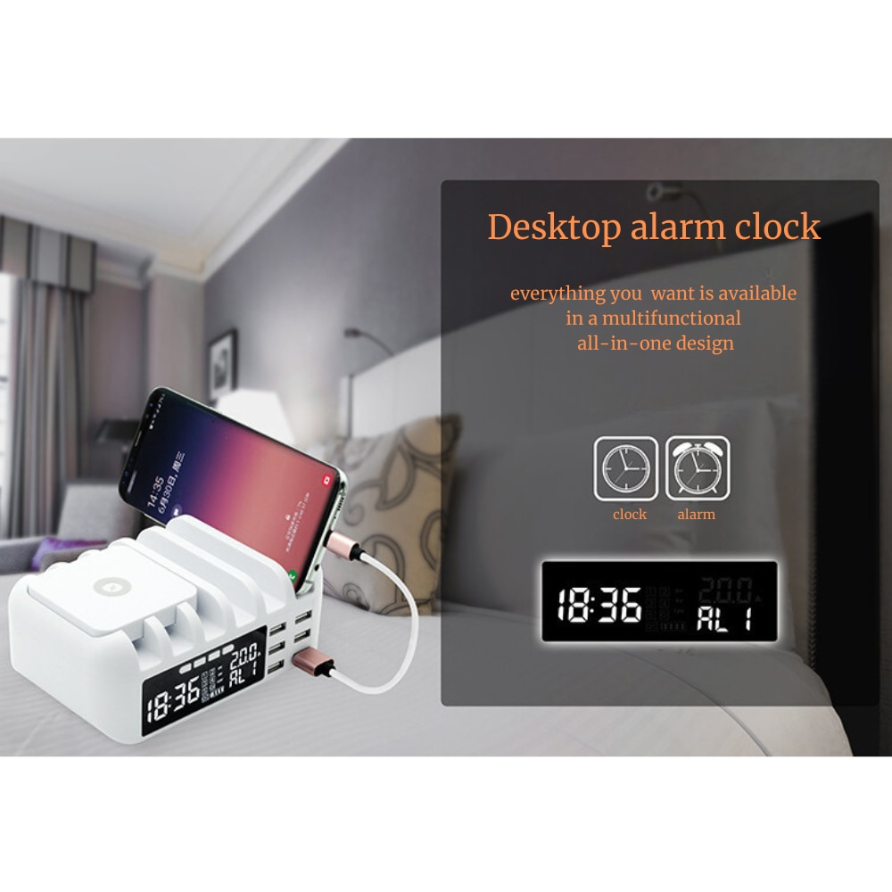 Смарт станция за зареждане, универсална, ZEEVOS, 5 USB порта 2.4A ...