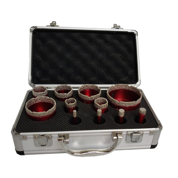 Set 11 x Carote masina de gaurit, Wertec, Rosu/Argintiu