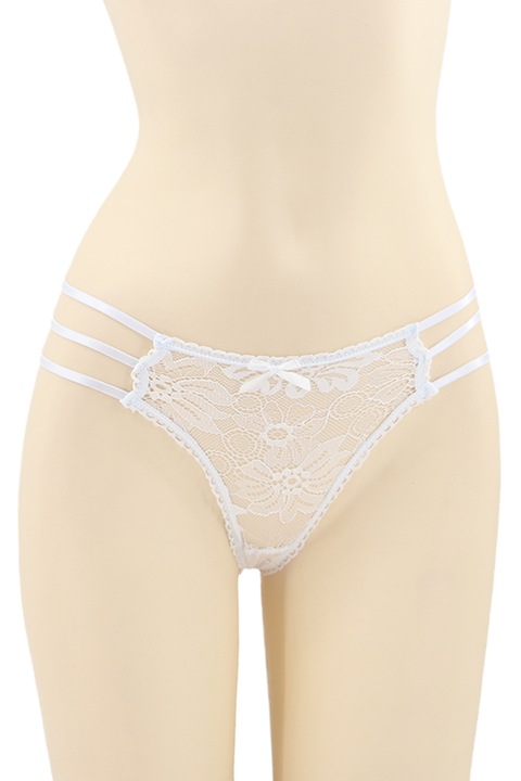Szexi tangabugyi csipkével és gumiszalaggal DZK-1601 fehér 93396, Fehér, One Size