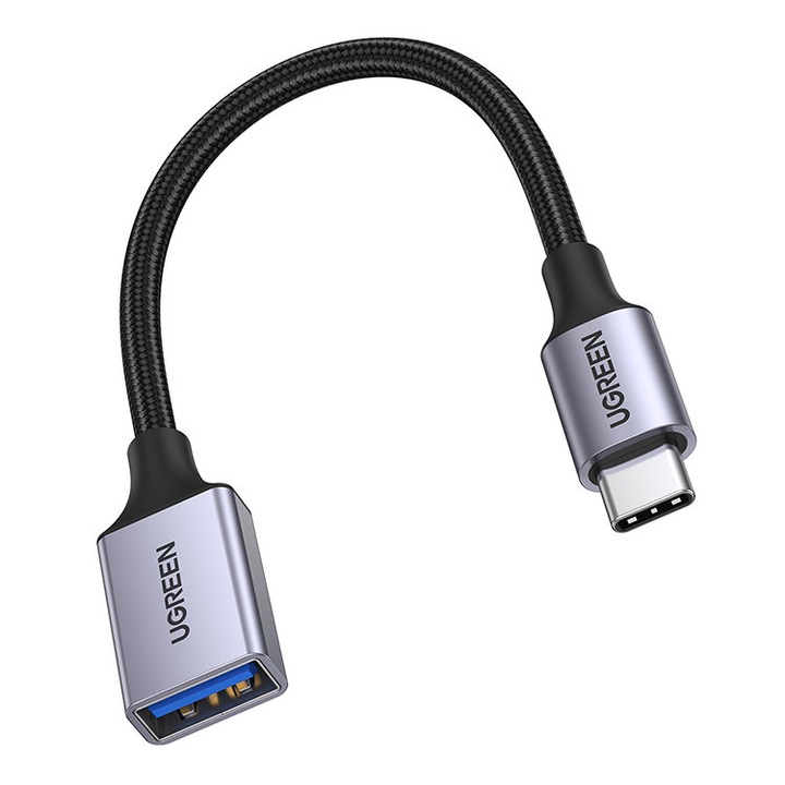 OTG adatkábel adapter UGREEN US378B USB-C dugasz USB 3.0 aljzatba, 5 Gbps, 15 cm fekete