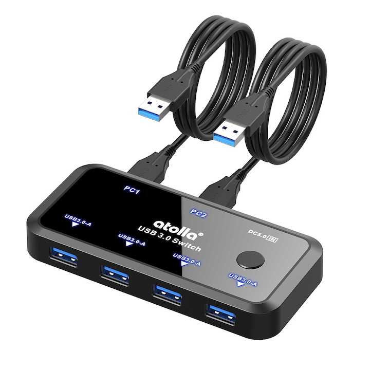 Комплект хъб/2 USB кабела, Atolla, 5в1, черен