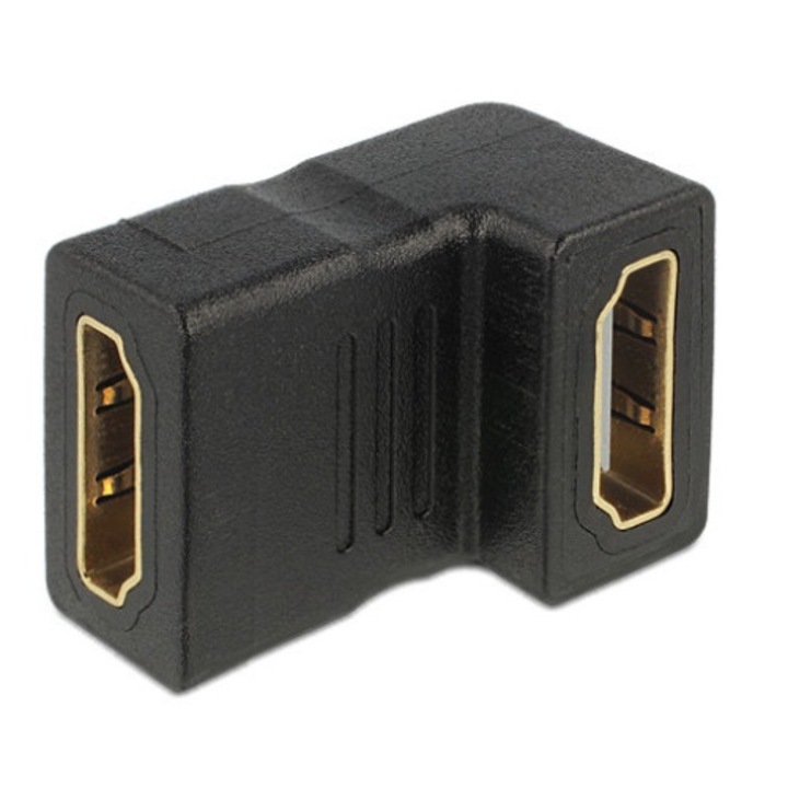 Adaptor HDMI mama la HDMI mama, Delock, 90 grade, Negru