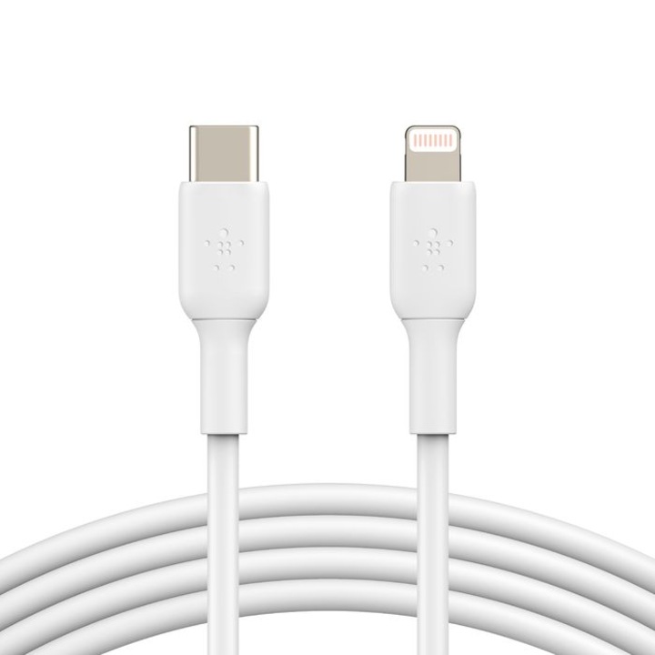 Cablu Belkin BOOST CHARGE USB-C catre Lightning, PVC, 1M, Alb