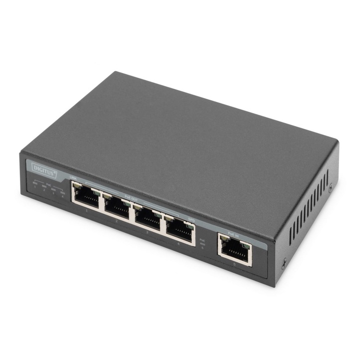 Extensor 4 Porturi Gigabit Digitus DN-95128-1, POE, Negru