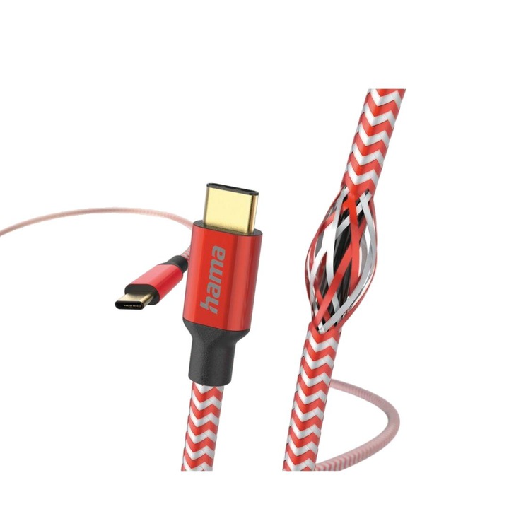 Telefon adatkábel, Hama, Type C - Type C, piros/fehér, 1,5m