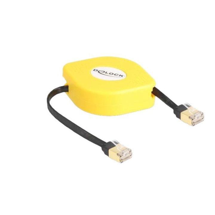 Cablu de retea Cat6a STP, Delock, 1.5m, Negru/Galben