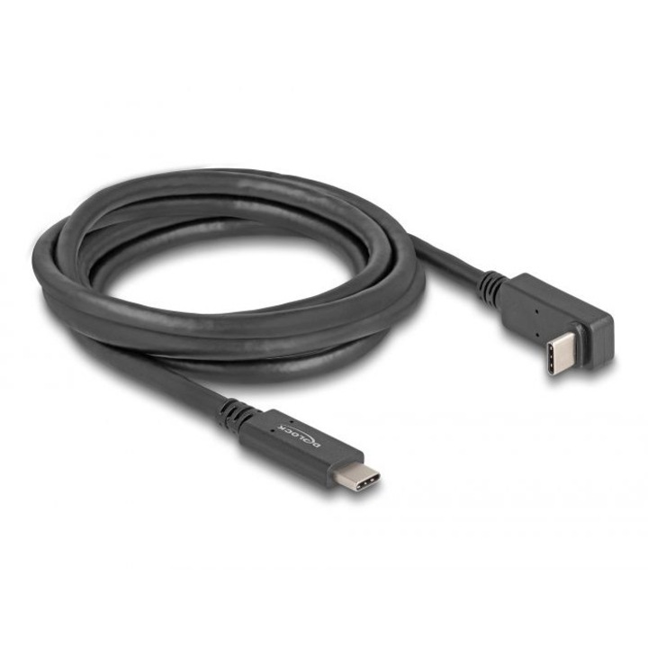 Delock USB 5 Gbps kábel USB Type-C apa USB Type-C apa, ívelt felfelé / lefelé, 2 m 4K PD 60 W E-Marker (80035)