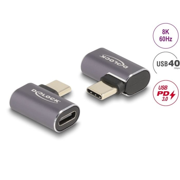 USB adapter, DeLock, fém, 100 W, szürke