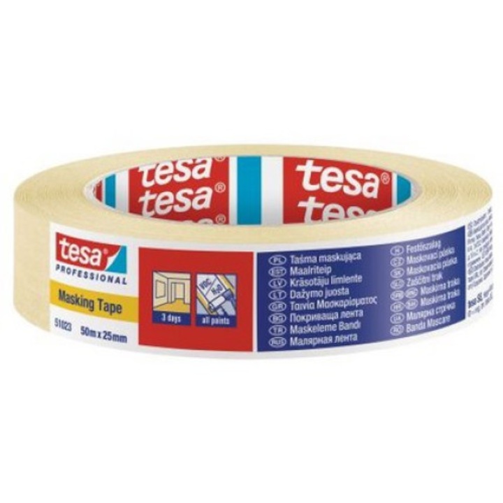 Banda, Tesa, 25 mm x 50 m, Galben