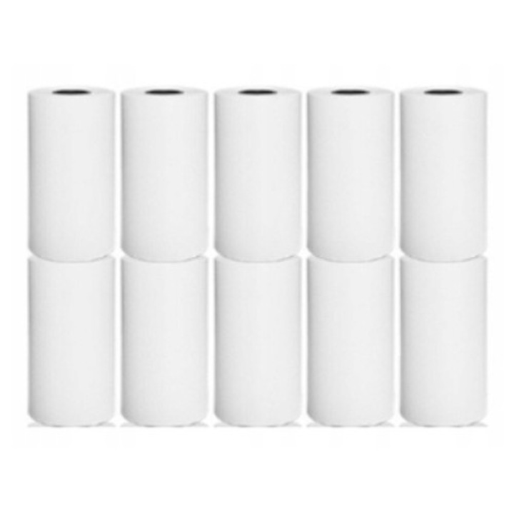 Set 10 role termice pentru imprimante portabile, 15mx57 mm, Alb