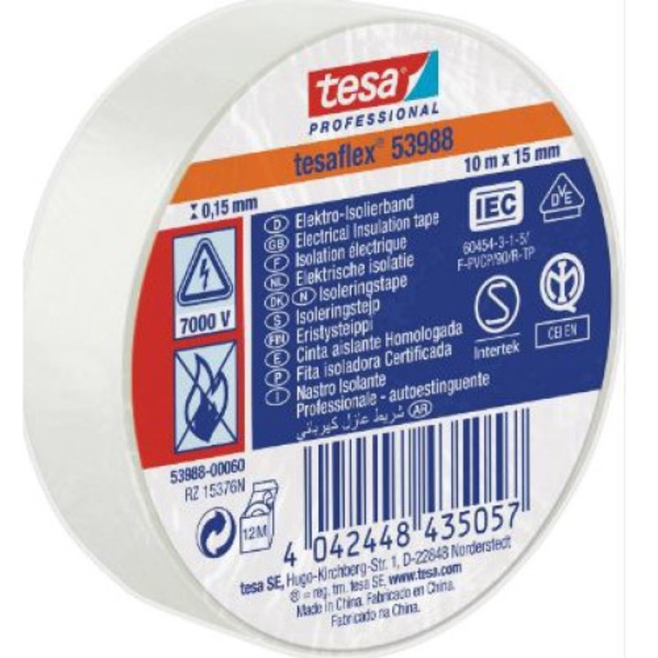 Tesa szigetelőszalag, PVC, 15x10, Fehér