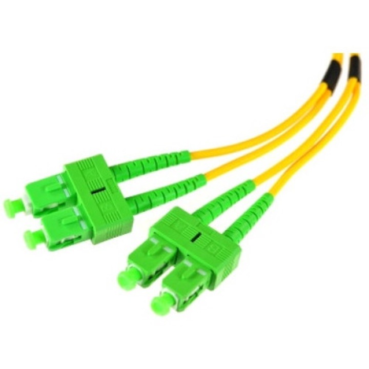 Hálózati kábel Duplex egymódusú 9 / 125, Optix, 2 x SC / APC, 3 mm, 1 m, Sárga / Zöld