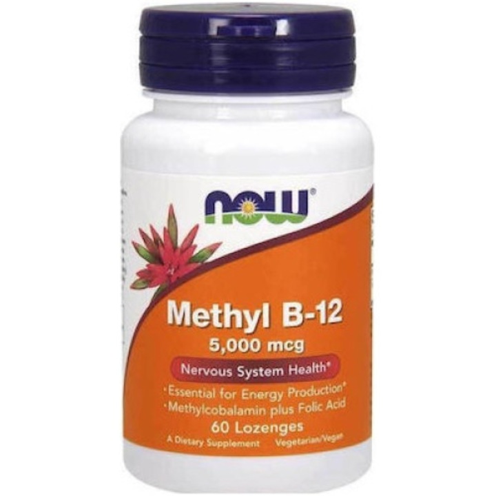 Витамини и минерали, Methyl B-12 5000mcg хапчета, Now Foods, 60 броя