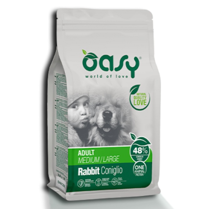 Oasy One Protein M/L Felnőtt kutyatáp, nyúl 2,5 kg