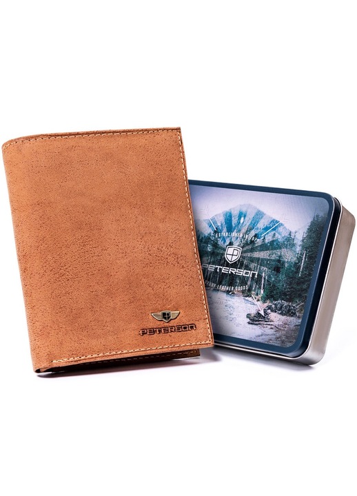 Portofel barbati, Peterson, Piele naturala, Maro