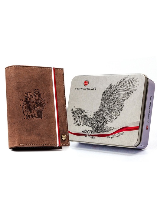Férfi pénztárca, Peterson, Természetes bőr, Barna
