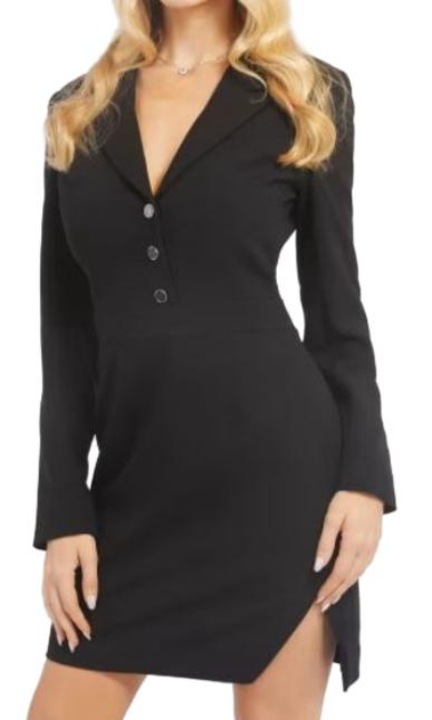 Рокля, Guess, Полиестер/Вискоза/Еластан, Черна, Черен