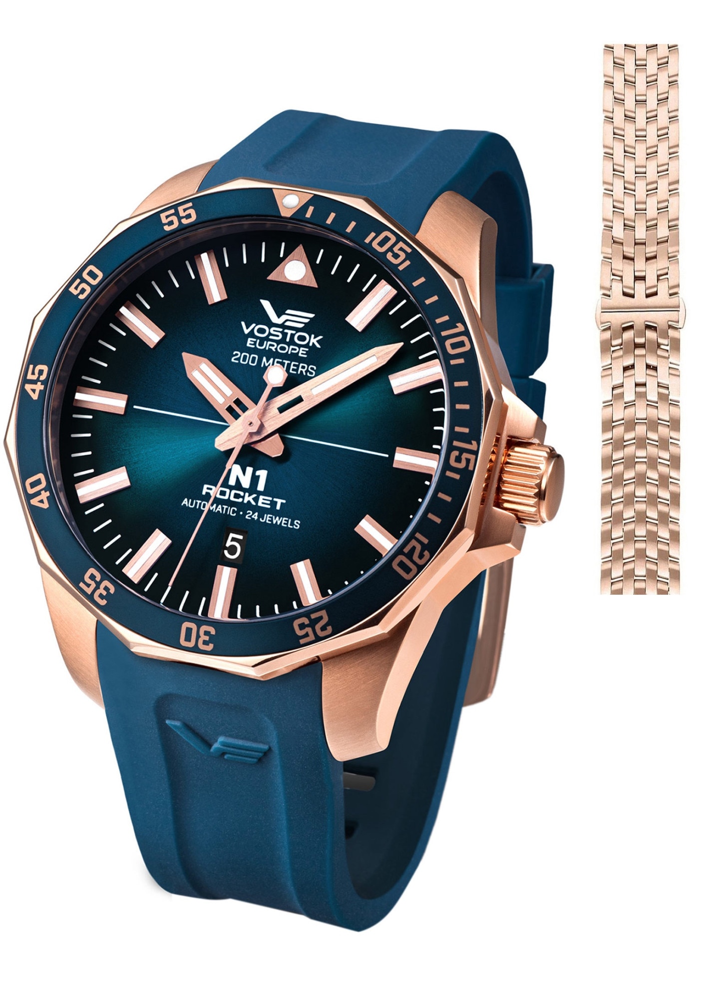 Ceas automatic barbati Vostok Europe, Albastru/Auriu - eMAG.ro