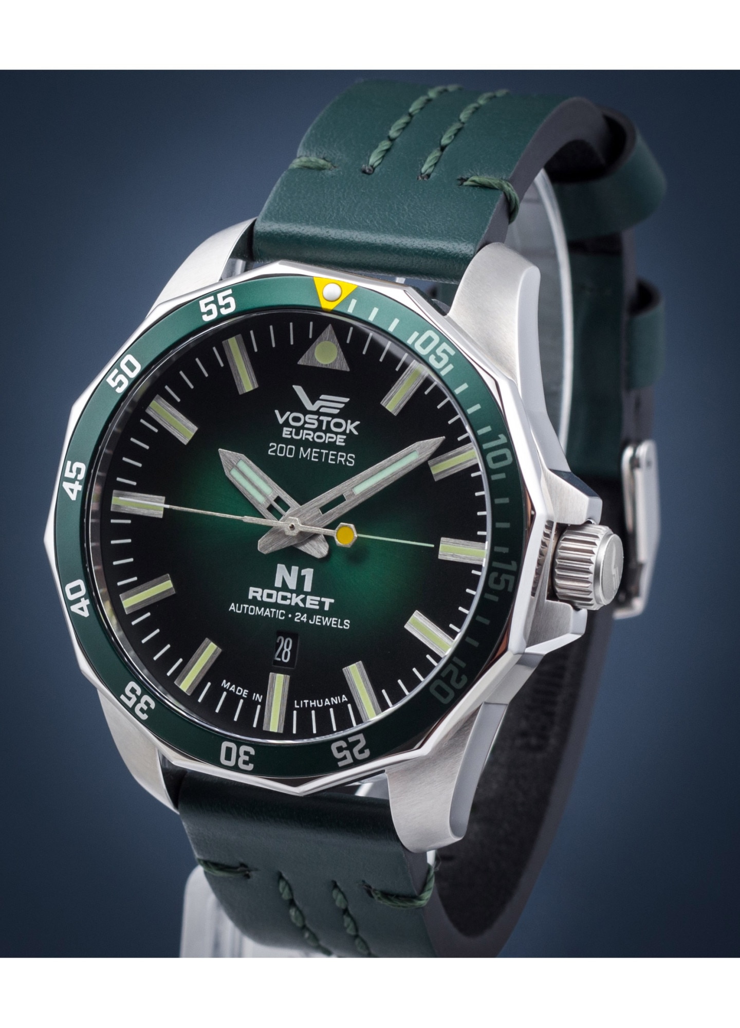 Ceas barbatesc, Vostok Europe, Inox/Piele naturala, Verde - eMAG.ro
