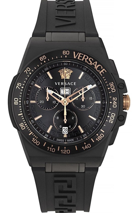 Ceas barbatesc, Versace, Inox/Cauciuc, Negru