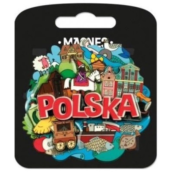 Magnet decorativ, Pan Dragon, I love Poland Polska, Multicolor