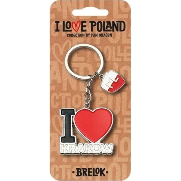 Breloc, Pan Dragon, I love Krakow, Negru/Rosu/Alb