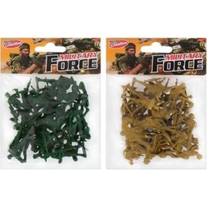 Военен комплект, Mega Creative, Пластмаса, Войници, 12 x 15 см, Зелен/Жълт