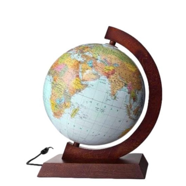 Globe 2in1, Physical and Political, Zachem, Wooden support, Lighting, 3+, Brown