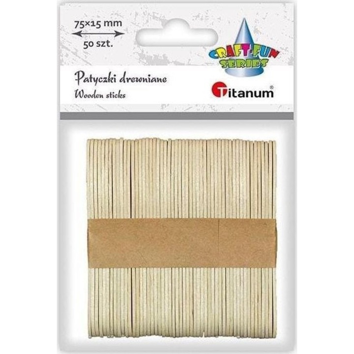 50 db-os pálcika készlet, titán, fa, 15x75 mm
