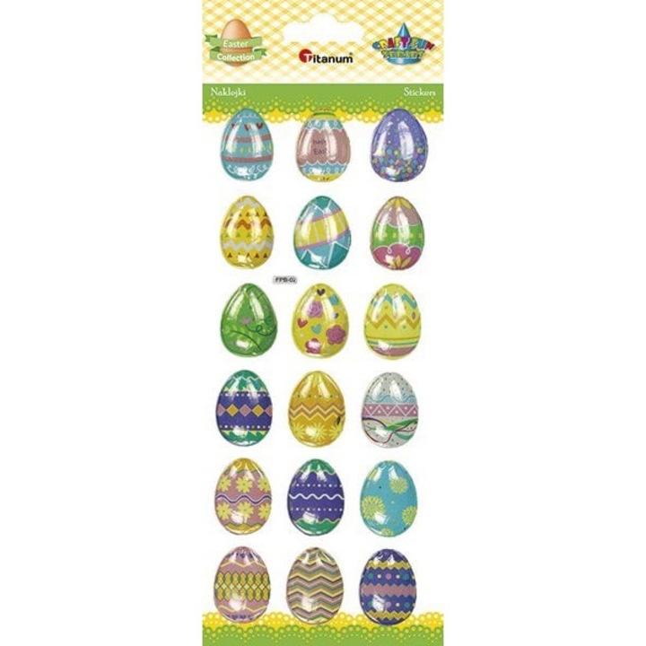 18 db domború matrica készlet, titán, húsvéti tojás, 22x30 mm, többszínű