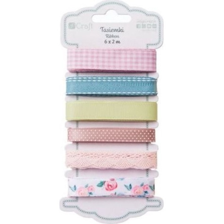 6 db-os szalag készlet, DALPRINT, szatén/csipke, többszínű