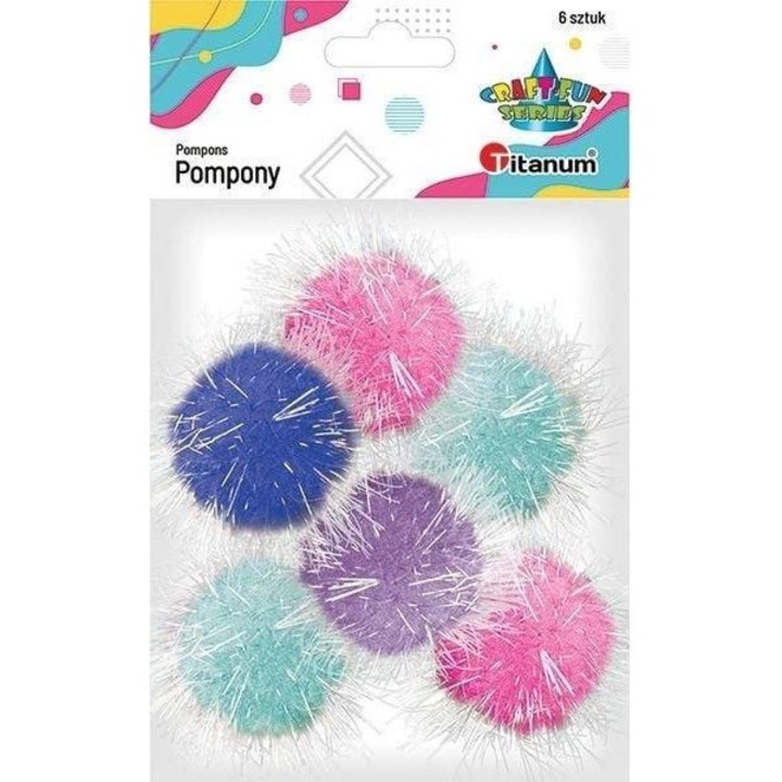 Set 6 pampoane, Titanum, Poliester, 45 mm, Multicolor