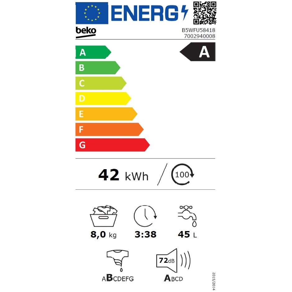Masina de spalat rufe Beko B5WFU58418, 8 kg, 1400 rpm, Clasa A, AquaTech, SteamCure, Recycled Tub, Motor ProSmart Inverter, Homewhiz through Bluetooth, AddXtra, Steam, Negru