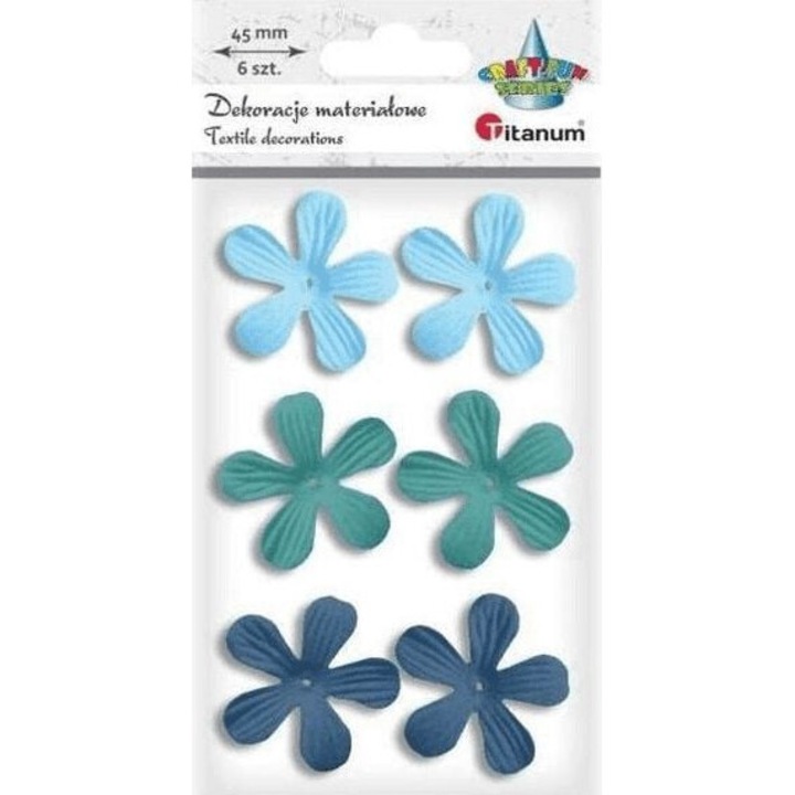 Set 6 flori artizanat, Craft Fun, Spuma, 45 mm, Albastru\Verde